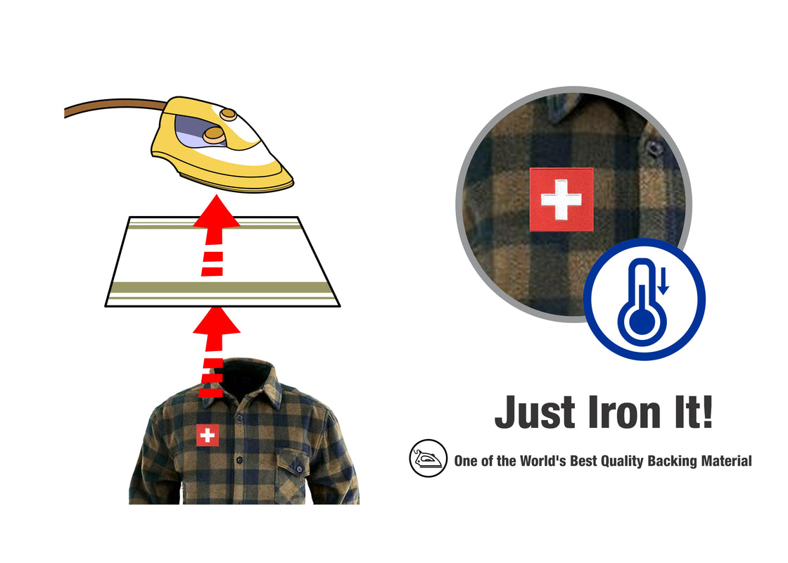 AE03-ModelWear™ Unisex Iron on Embroidered Switzerland Flag Patch for Clothing (AE03-SWITZERLAND)