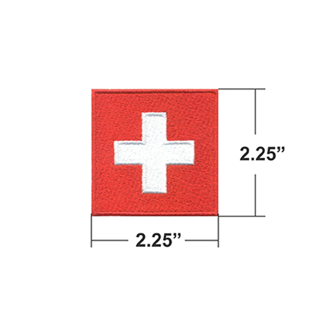 AE03-ModelWear™ Unisex Iron on Embroidered Switzerland Flag Patch for Clothing (AE03-SWITZERLAND)