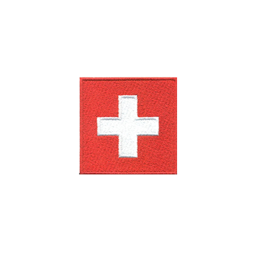 AE03-ModelWear™ Unisex Iron on Embroidered Switzerland Flag Patch for Clothing (AE03-SWITZERLAND)