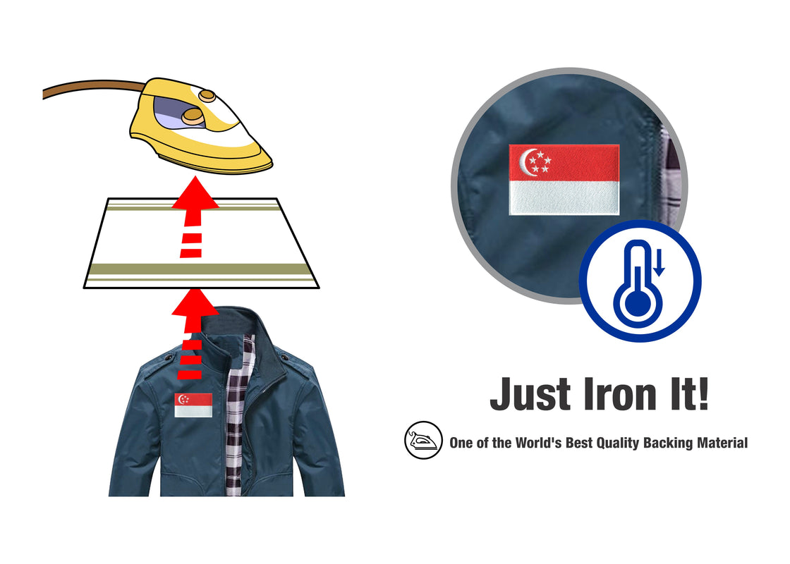 AE03-ModelWear™ Unisex Iron on Embroidered Singapore Flag Patch for Clothing(AE03 - SINGAPORE)