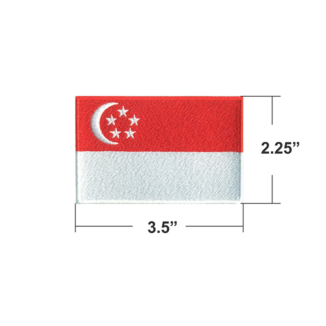 AE03-ModelWear™ Unisex Iron on Embroidered Singapore Flag Patch for Clothing(AE03 - SINGAPORE)