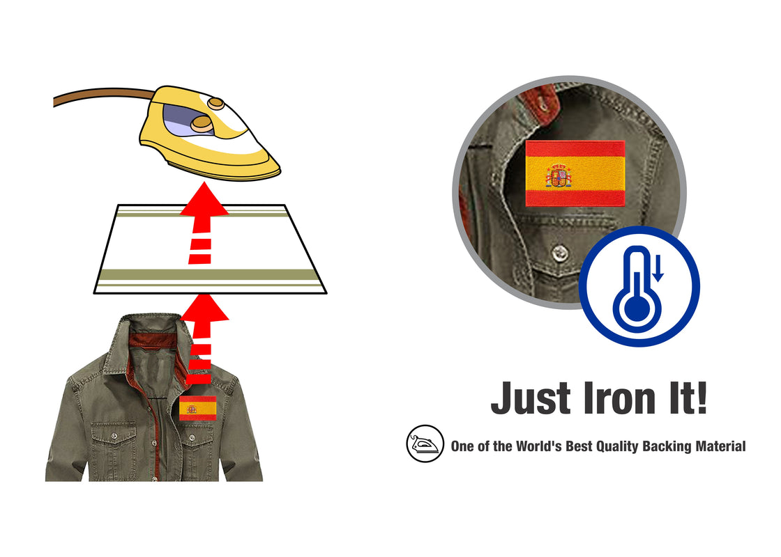 AE03- ModelWear™ Unisex Iron on Embroidered Spain Flag Patch for Clothing(AE03-SPAIN)