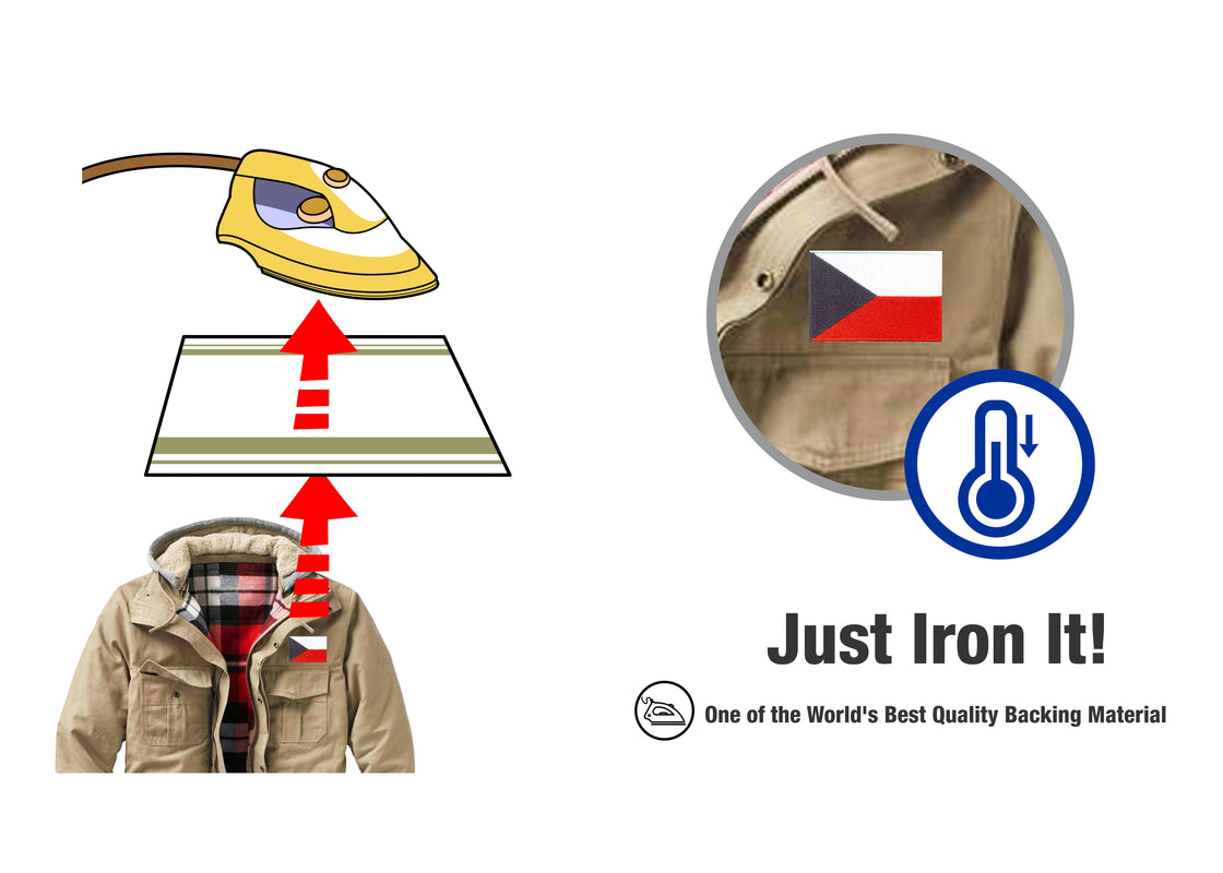 AE03-ModelWear™ Unisex Iron on Embroidered Czech Republic Flag Patch for Clothing (AE03 - CZECH REPUBLIC