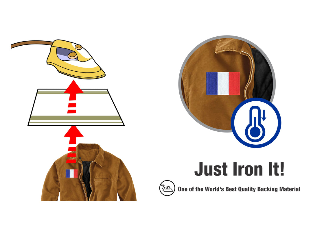 AE03-ModelWear™ Unisex Iron on Embroidered France Flag Patch for Clothing(AE03 - FRANCE)