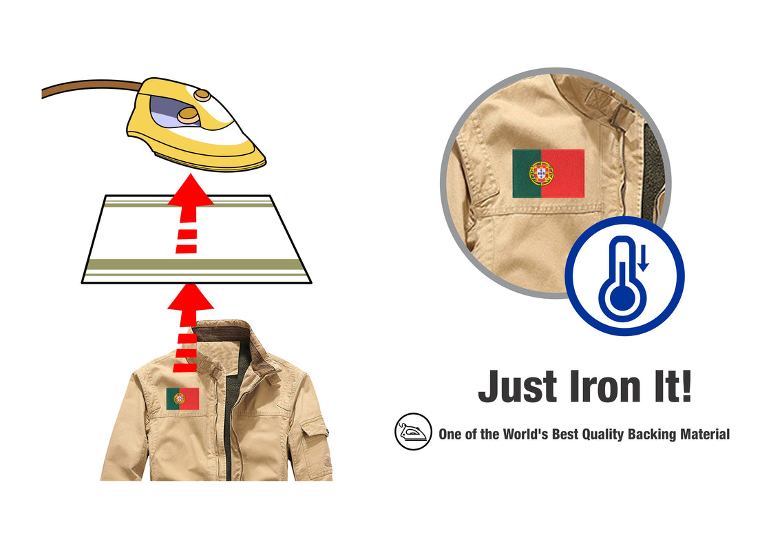 AE03-ModelWear™ Unisex Iron on Embroidered Portugal Flag Patch for Clothing(AE03 - PORTUGAL)