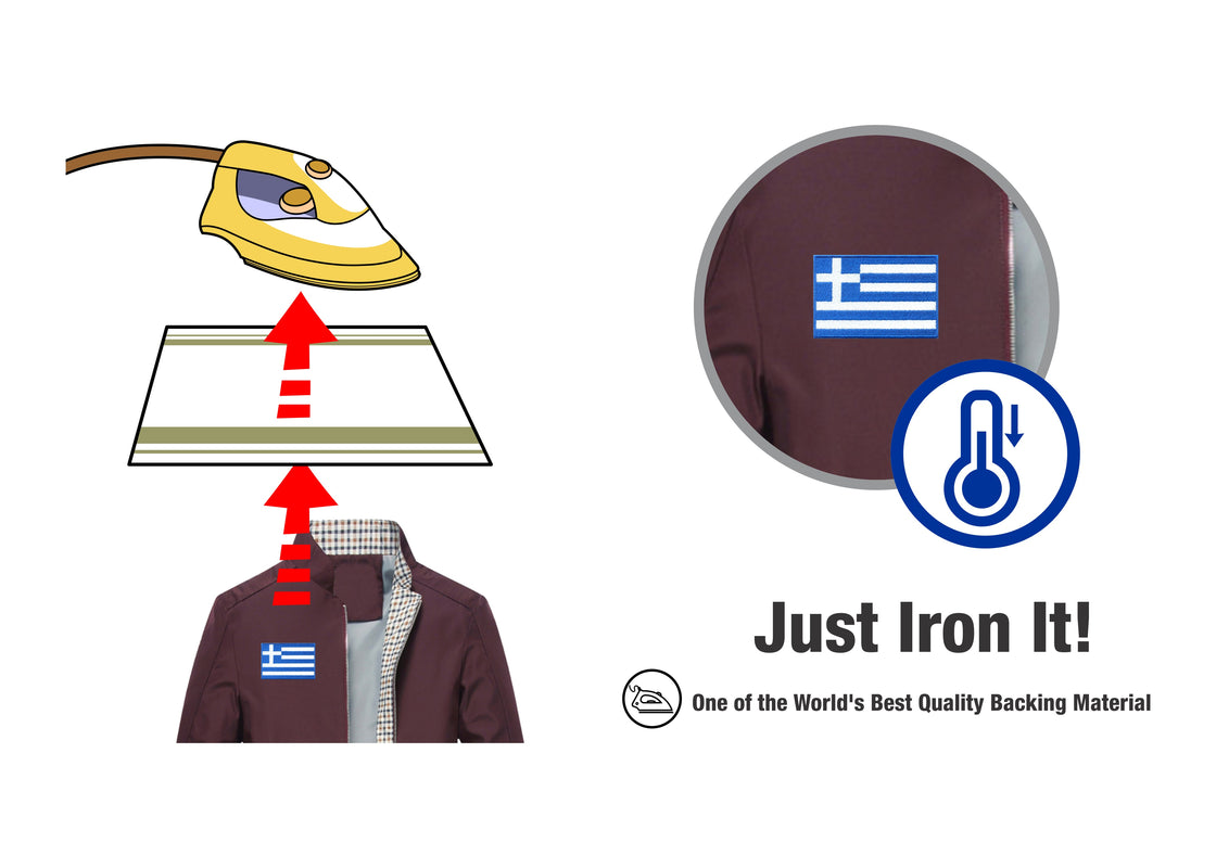 AE03-ModelWear™ Unisex Iron on Embroidered Greece Flag Patch for Clothing(AE03 - GREECE)
