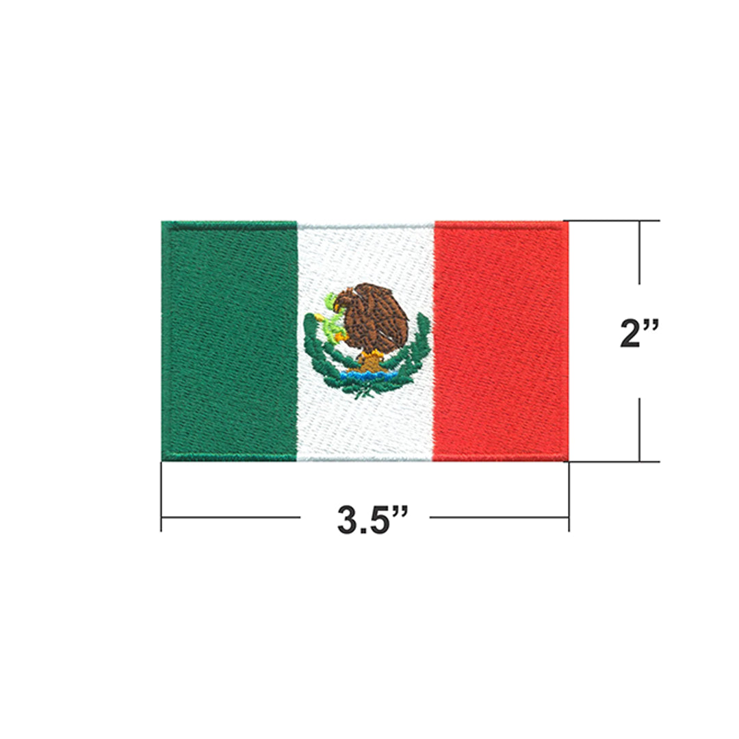 AE03-ModelWear™ Unisex Iron on Embroidered Mexico Flag Patch for Clothing(AE03 - MEXICO)
