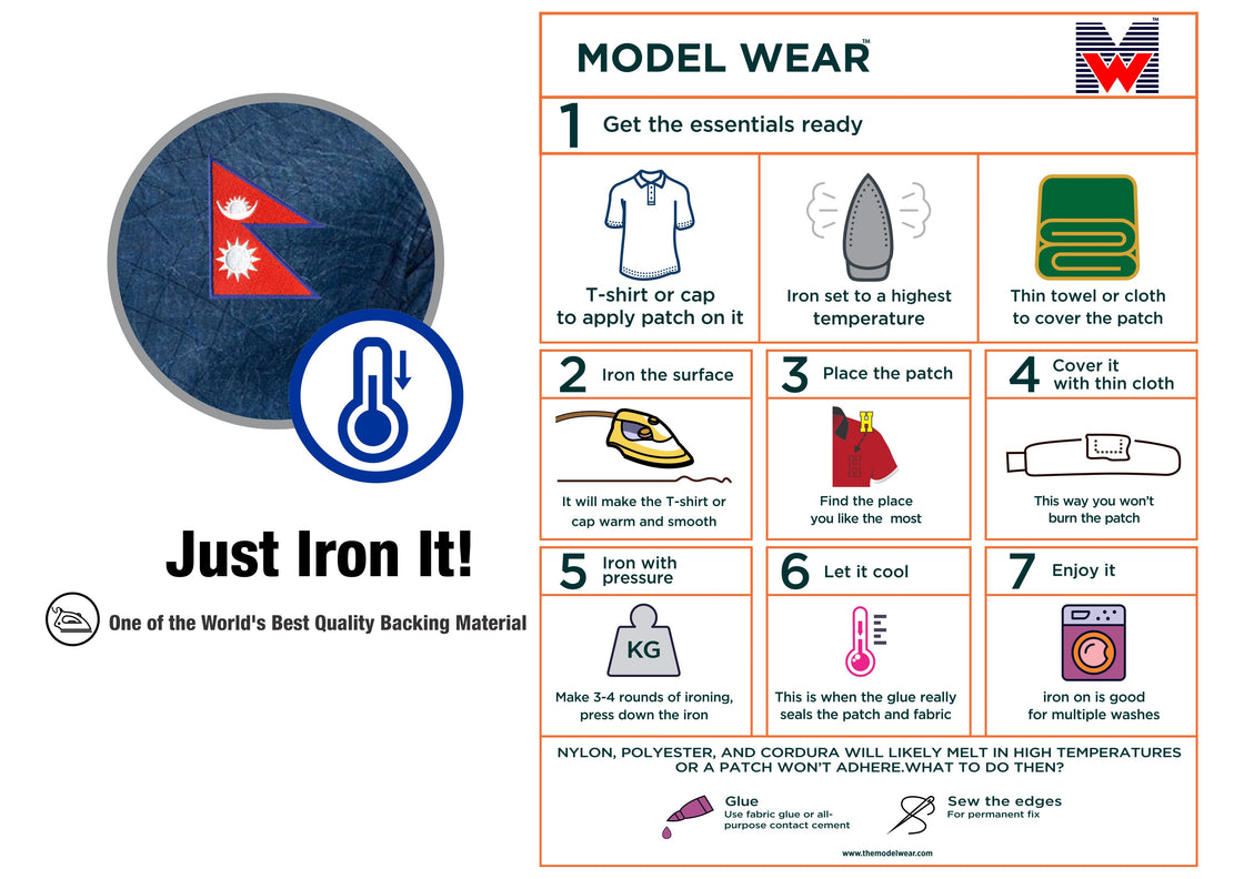 AE03-ModelWear™ Unisex Iron on Embroidered Nepal Flag Patch for Clothing(AE03 - NEPAL)