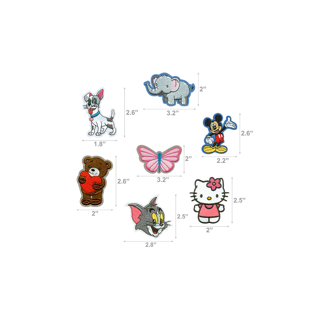 AE07-1013 Model Wear - Assorted Cartoon Embroidered Appliques Patches (Pack of 7) - 3