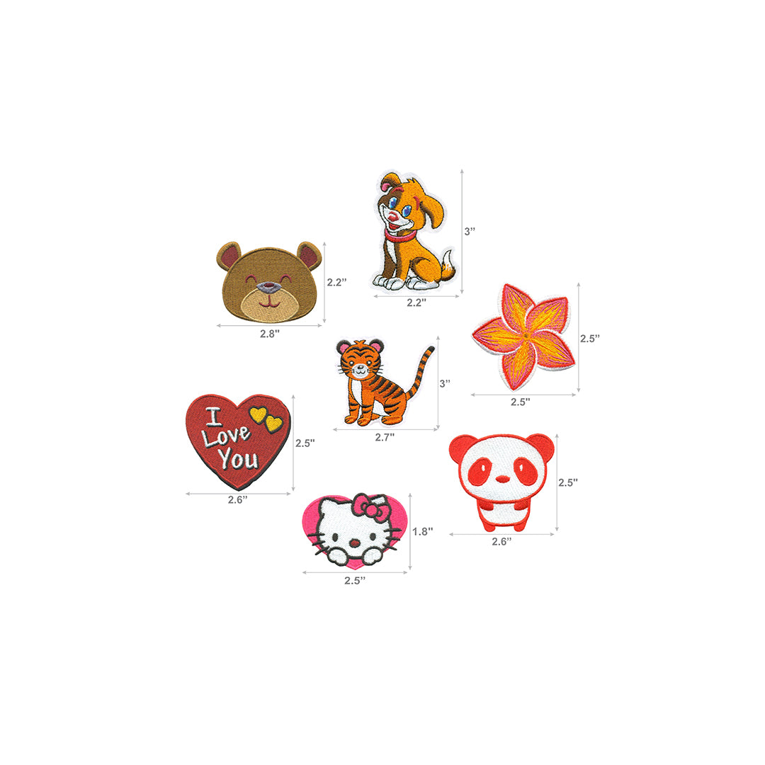 AE07-1012 Model Wear - Assorted Cartoon Embroidered Appliques Patches (Pack of 7) - 2