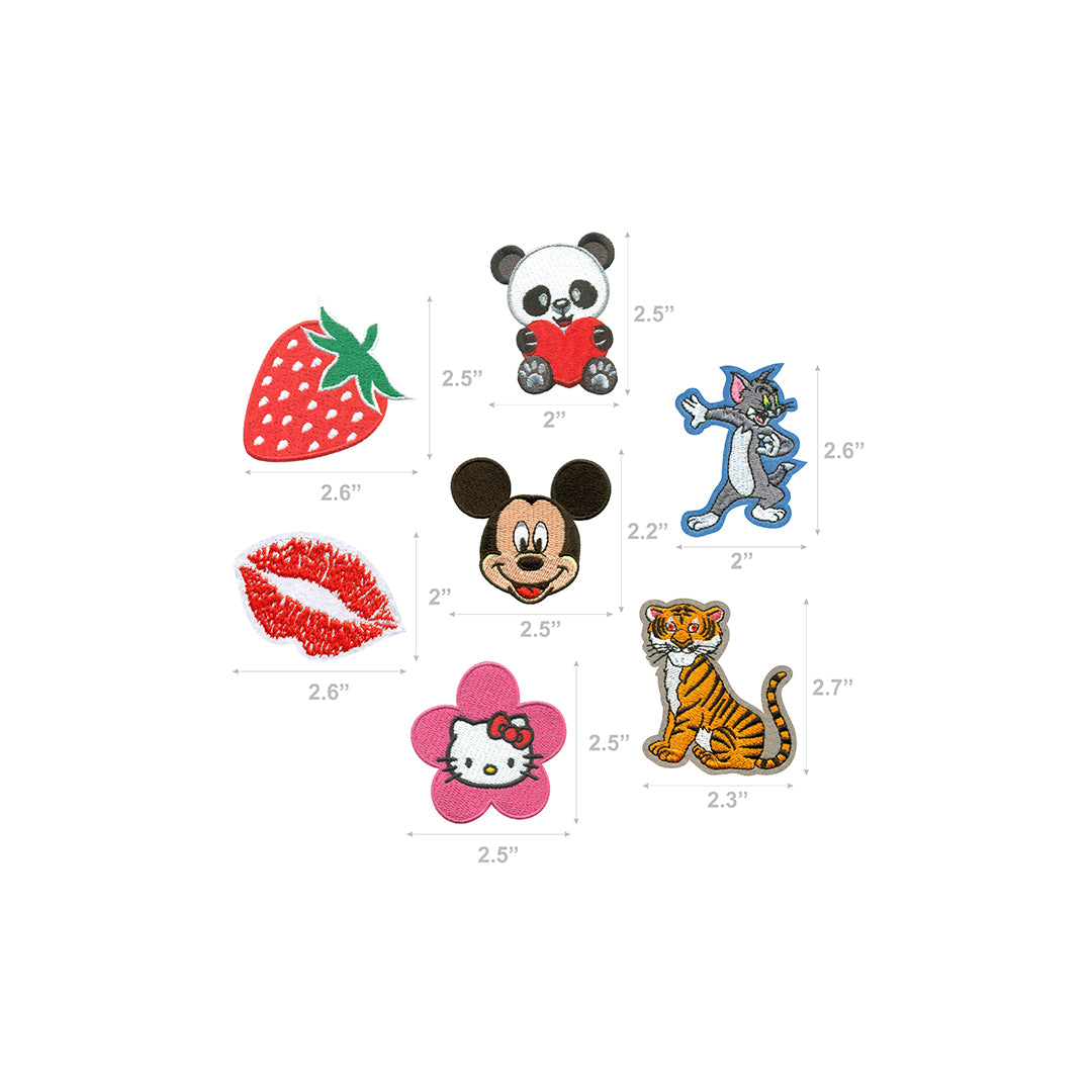 AE07-1014 Model Wear - Assorted Cartoon Embroidered Appliques Patches (Pack of 7) - 4