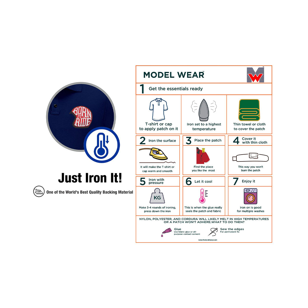 Model Wear - Born to Ride Emblem Embroidered Appliques Patches