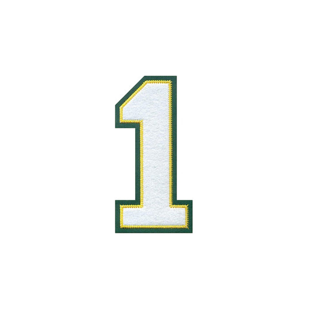 Model Wear Patches # 1 Number Style Embroidery Applique Decoration for Clothes -Green/White