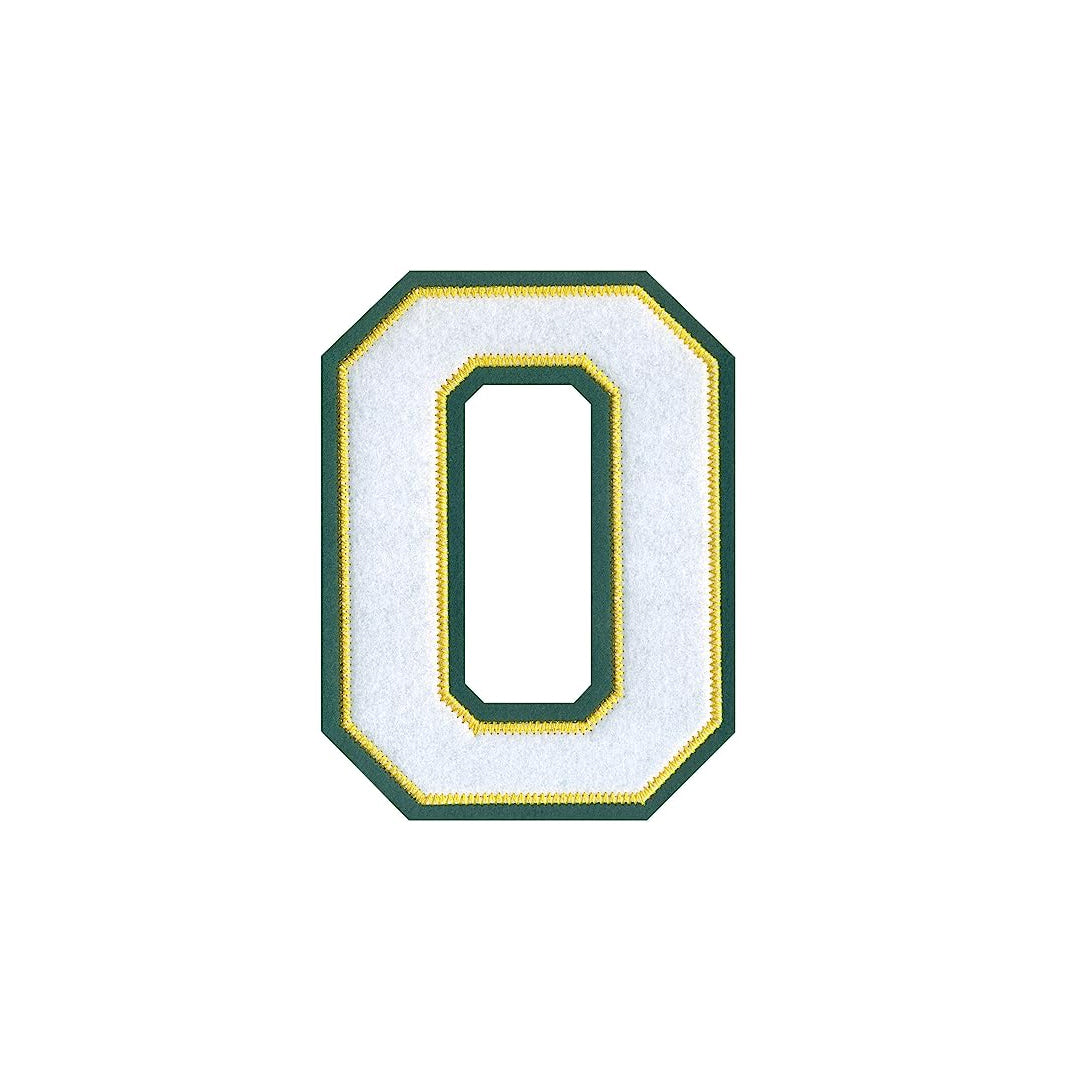 Model Wear Patches # 0 Number Style Embroidery Applique Decoration for Clothes - Green/White