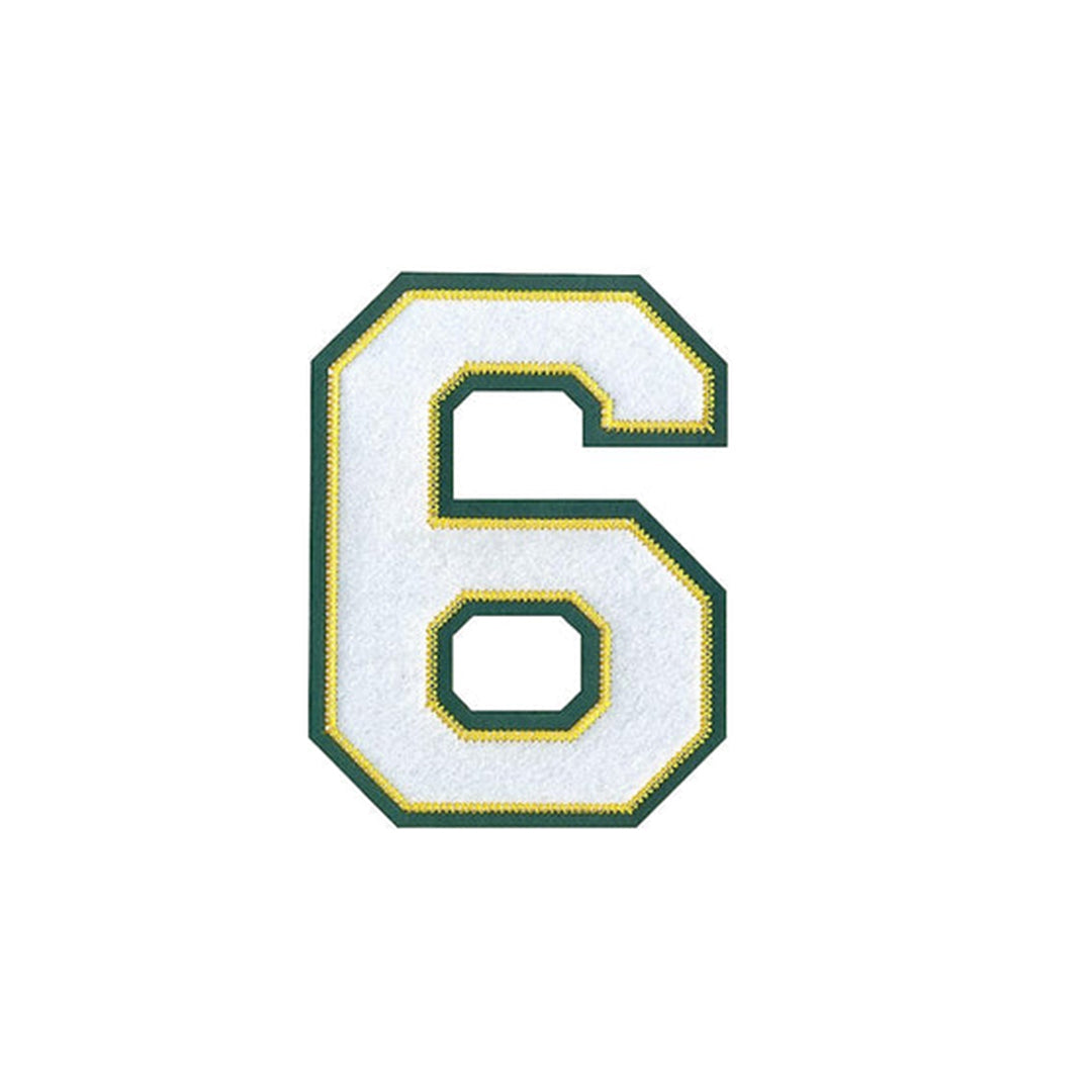 Model Wear Patches # 6 Number Style Embroidery Applique Decoration for Clothes - Green/White