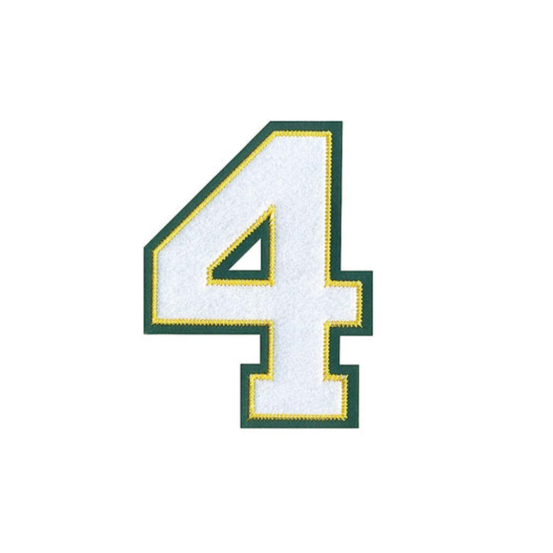 Model Wear Patches # 4 Number Style Embroidery Applique Decoration for Clothes - Green/White