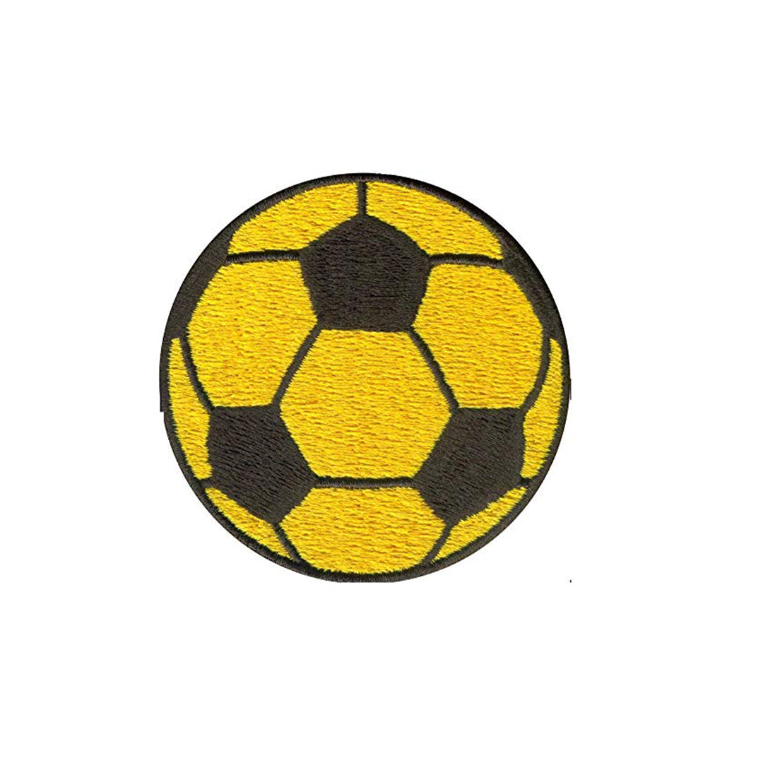 Model Wear - Foot Ball Embroidered Appliques Patches - Yellow/Black