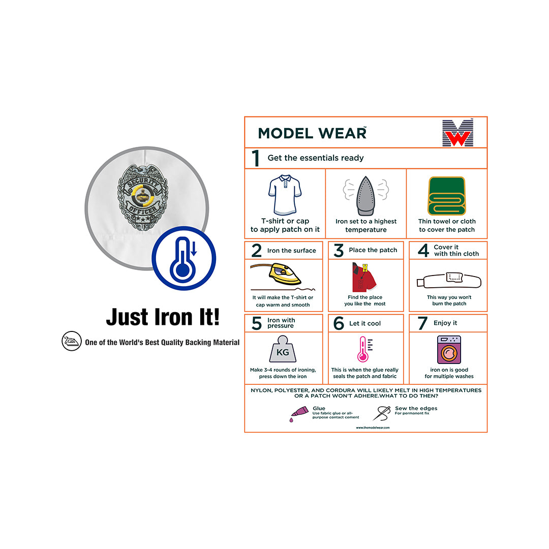 Model Wear - Security Officer Shield Emblem Embroidered Appliques Patch