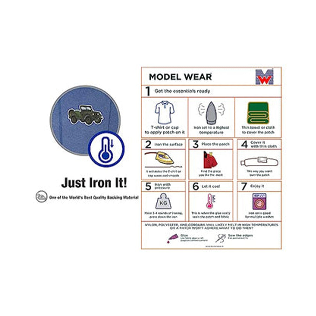 Model Wear Patches Vehicle Style Embroidery Applique Decoration for Clothes -MILITARTY Low Bonnet Jeep