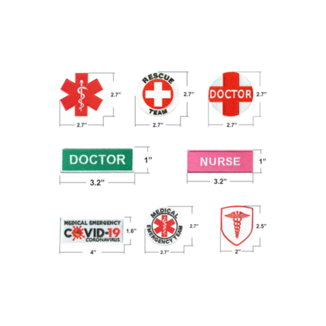 AE08-1011-Model Wear EMBROIDERED MULTI-THEMES OF EIGHT HOSPITAL/CLINIC REQUIREMENT EMBLEMS